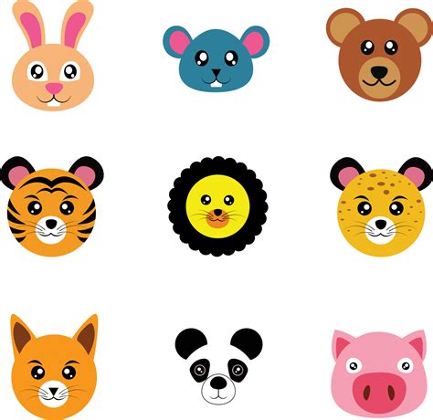 cartoon animal faces clipart